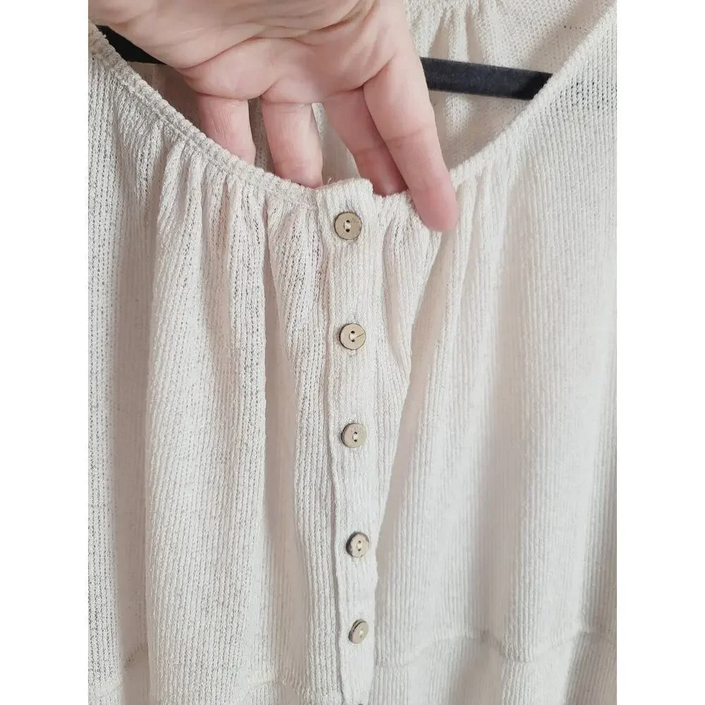 FREE PEOPLE BALLOON SLEEVE GAUZY BOHO SHIRT, SZ SMALL